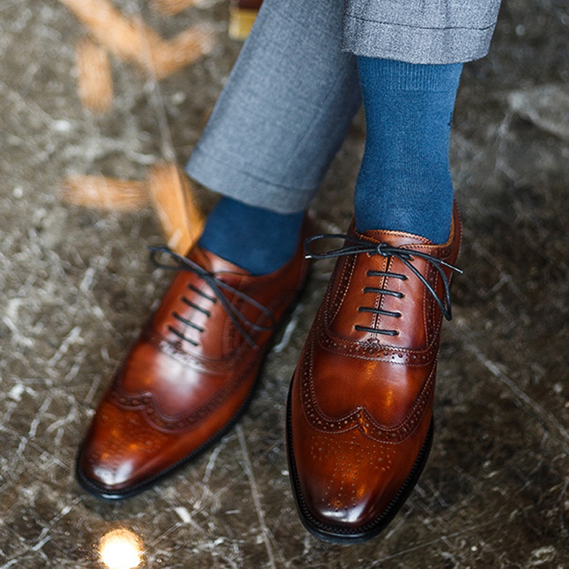 

High Quality Genuine Leather Men's Formal Dress Oxfords Square Toe Laces Wingtip Brogues Handmade Man Goodyear Shoes KUD333, Man black shoes