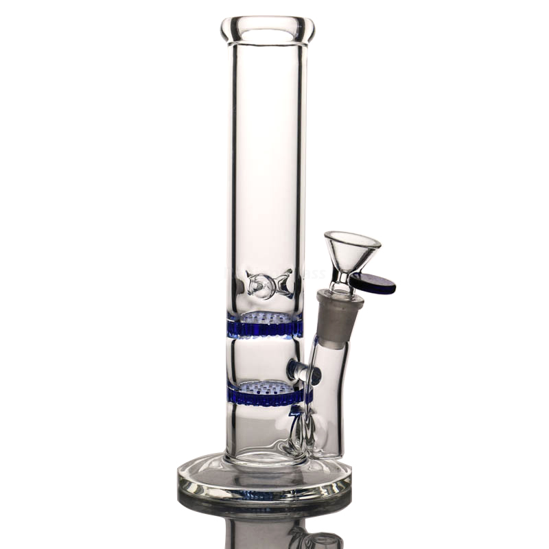 

Mini bong GLASS WATER BONGS Dia 38mm with Blue Green Double Honeycomb Percs Water Pipes Free Shipping