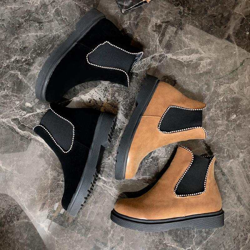 

PQECFS Big size 34-43 high quality 2020 spring & autumn & winter women solid strange style high heels ankle boots 2 colors, Black