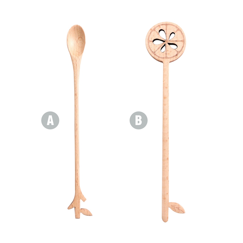 

Wood Stirring Spoon Japanese Coffee Spoon and Leaves Shape Small Simple Beech Stirring Kitchen Supplies