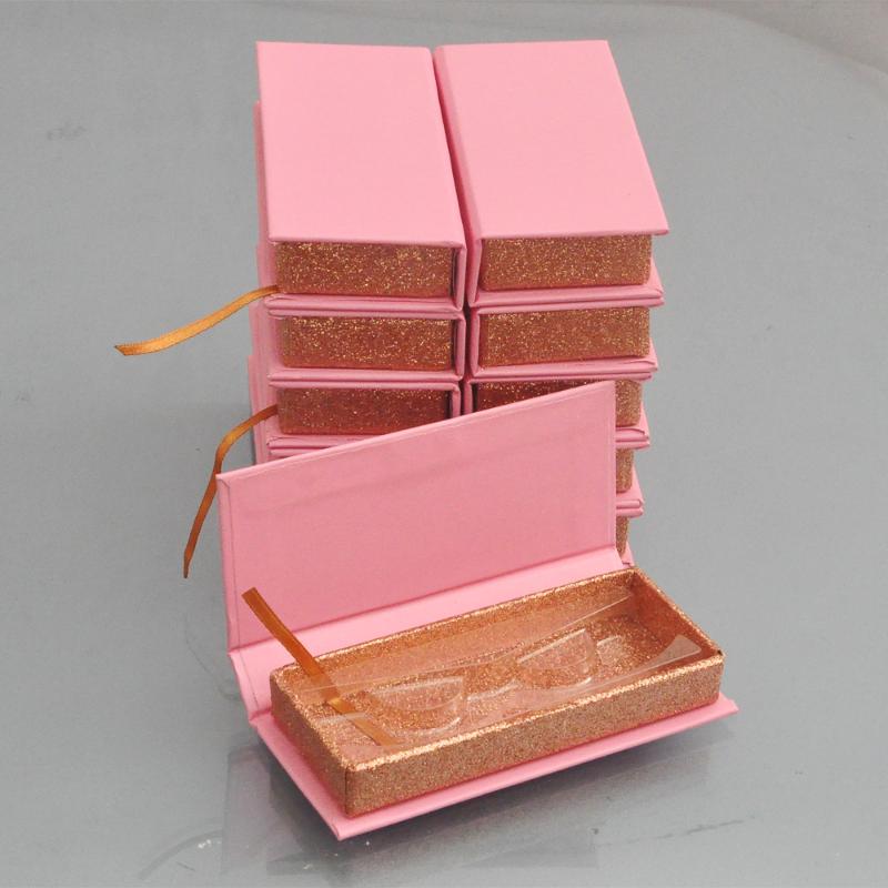 

100pcs False Eyelash Packaging Box Lash Boxes with custom your Logo Fake Mink Faucl Cils extension strip pink square case Empty