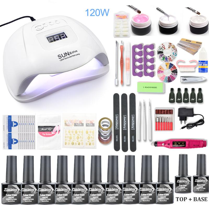 

Nail Set 120W UV LED Lamp For Manicure 10pcs Gel Nail Polish Set Kit Soak Off Gel Varnish For Art Dryer Machine Tools