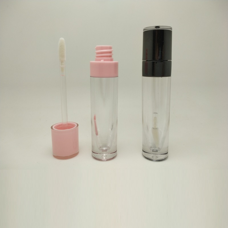 

Hot 6ML Empty Lipgloss Clear Wand Tube Pink Black Round Cosmetic Lipgloss Packaging Plastic Tube Lip Gloss Container 10/30/50pcs