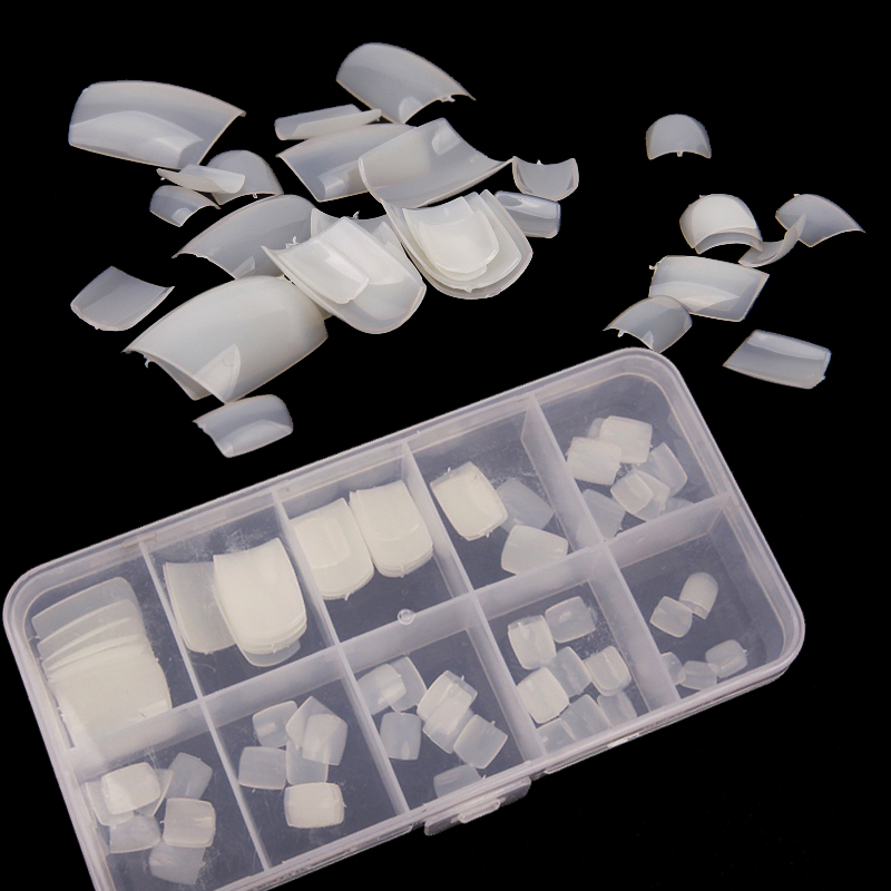 

100Pcs Artificial Acrylic Toe False Nails Tips Natural/White/Clear Foot Fake Nails Art Coffin Manicure Decoration Toenails, 1 pack white