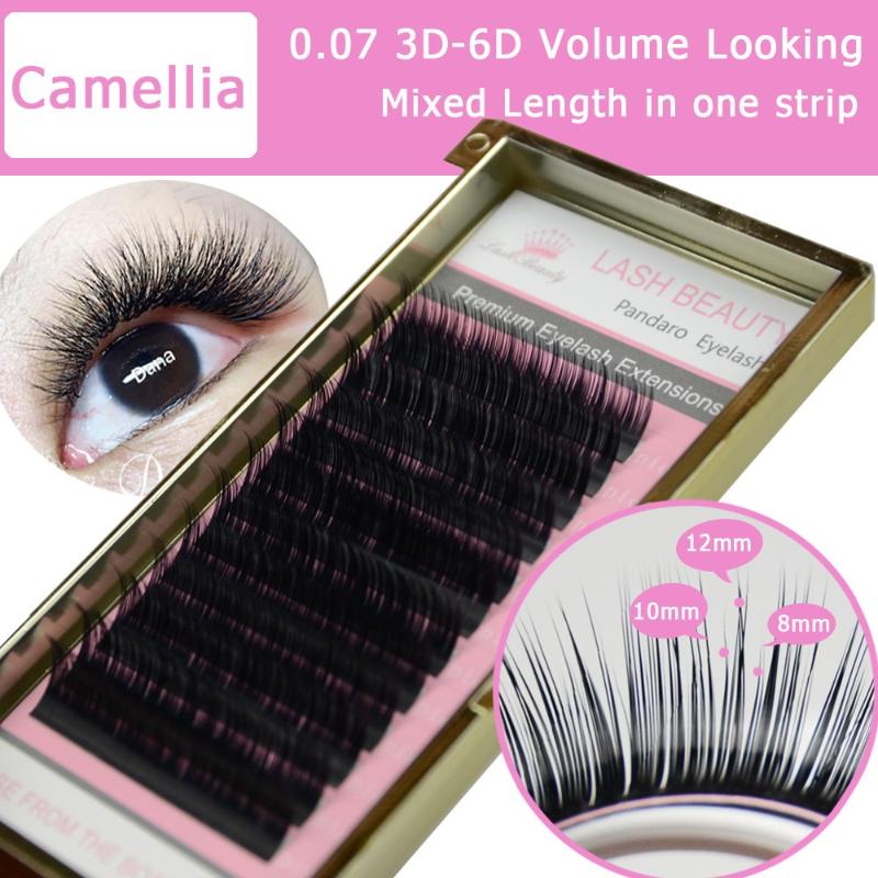

Qeelasee Camellia Eyelashes Pandora 3D-6D 0.03/0.05/0.07 Volume Eyelash Extensions Mixed Length in One Lash Strip Makeup Cilia