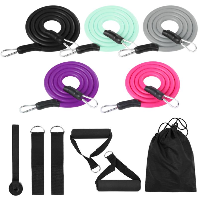 

11pcs Resistance Bands Set Home Workout Fintess Exercise Tube Bands Door Anchor Ankle Straps Cushioned Handles with Carry Bags