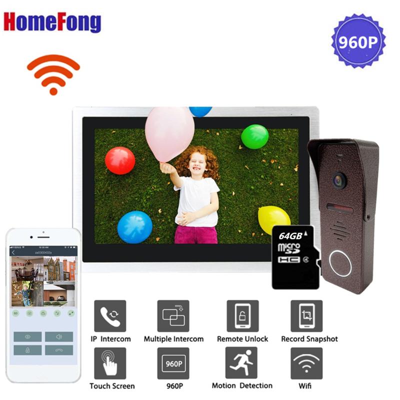 

Homefong 10 Inch Wireless Video Intercom Doorbell Wifi Video Door Phone Doorbell 32GB/64GB Card Remote Unlock Talk Motion Alarm