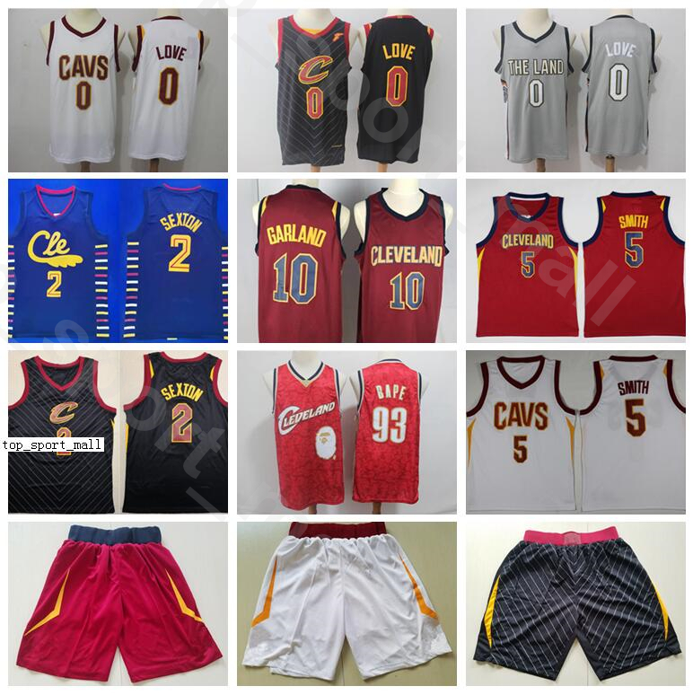 

Basketball Men Collin Sexton Jerseys Kevin Love Jr Smith Darius Garland Edition Earned City All Stitched Pant Short Red White Black, Black;red