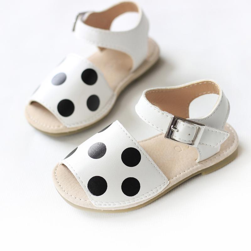 

Polka dots Girls sandals Open toe Children's beach shoes summer elegant kids shoes Soft Children's sandals, Black
