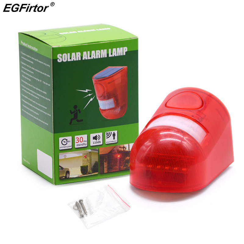 

Alarm Solar Power Siren With Strobe IP65 Waterproof 110dB Loud Siren Built-in PIR Motion Sensor For Home Yard Outdoor