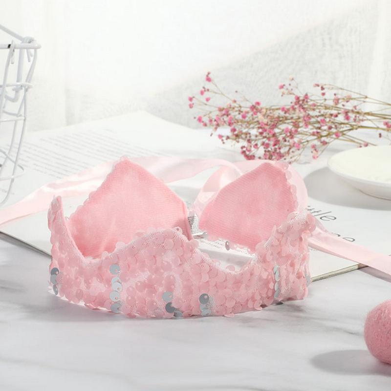 

Baby Crown Hair Band Party Sequin Birthday Children Party Bow Hairband Creative kids Turban Girls Hair Headwear Soft Solid Girl, Pink