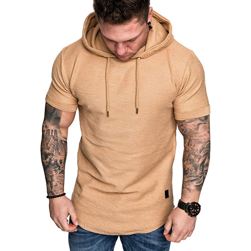 

2020 New Men Hoodies Sweatshirt Short Sleeve Men Casual Solid Color Hooded man hoody For male kg-87, Dark grey