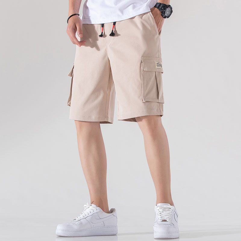 

Summer new thin straight men's shorts fashion solid color plus size loose sports casual five-point pants, Black