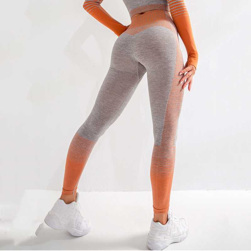 

Sport Leggings High Waist Fitness Women Yoga Pants Elastic Seamless Push Up Tights Gym Workout Squat Proof Running Sportswear, Orangestripe legging