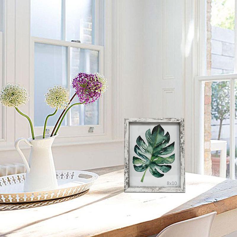 

Picture Frames Vintage Distressed White Wood Grain High Definition Glass for Tabletop Display Home Decor Valentines Day Gift