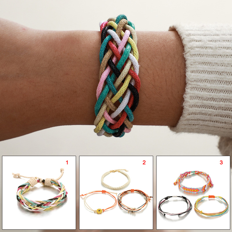 

Colored Braded Bracelets Ethnic Style Hand-woven Candy Color Bracelet for Women Girls K2