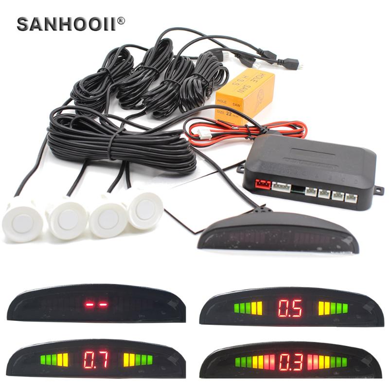 

SANHOOII Quality Auto Car Parking Reverse Backup Alert Radar System With 4 Sensors Digital Color LED Display Accessories
