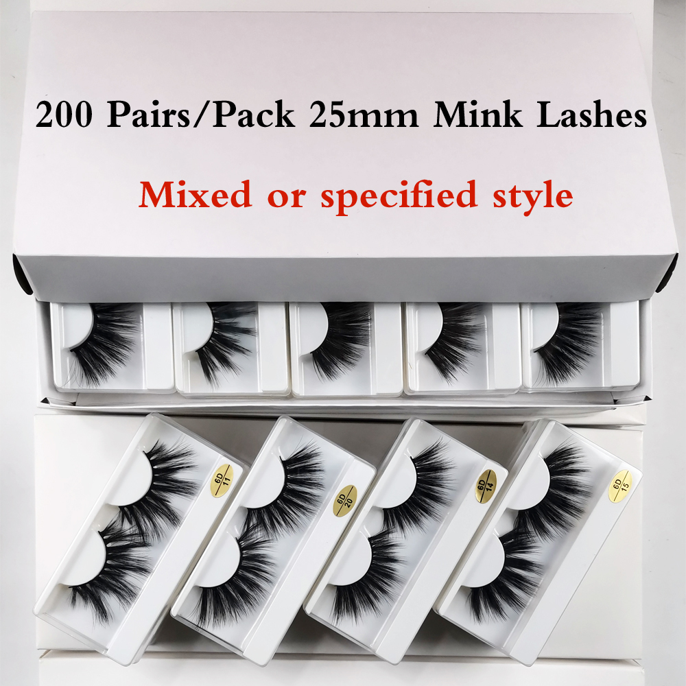 

Wholesale 25mm Lashes 30/50/100/200 Pairs 25 mm False Eyelashes Thick Strip Mink Lashes Bulk Makeup Dramatic Long Mink Eyelashes CX200810