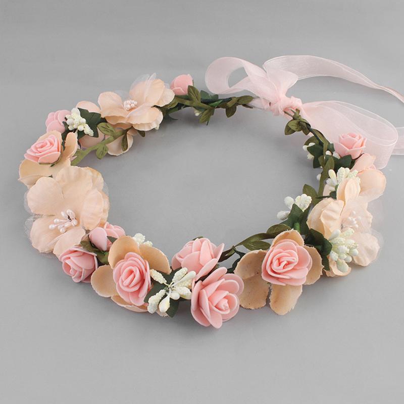 

Women Beach Party Ribbon Girls Hair Band Headpiece Styling Fashion Headband Floral Wreath Accessories Bridal Wedding Summer