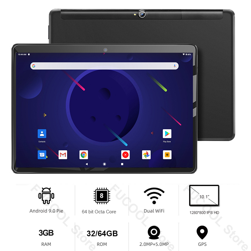 

New tablets 10 inch 5G WiFi Octa Core 3GB RAM 64GB ROM 4G FDD LTE 5.0MP Camera Bluetooth Android 9.0 Tablets GPS, Black