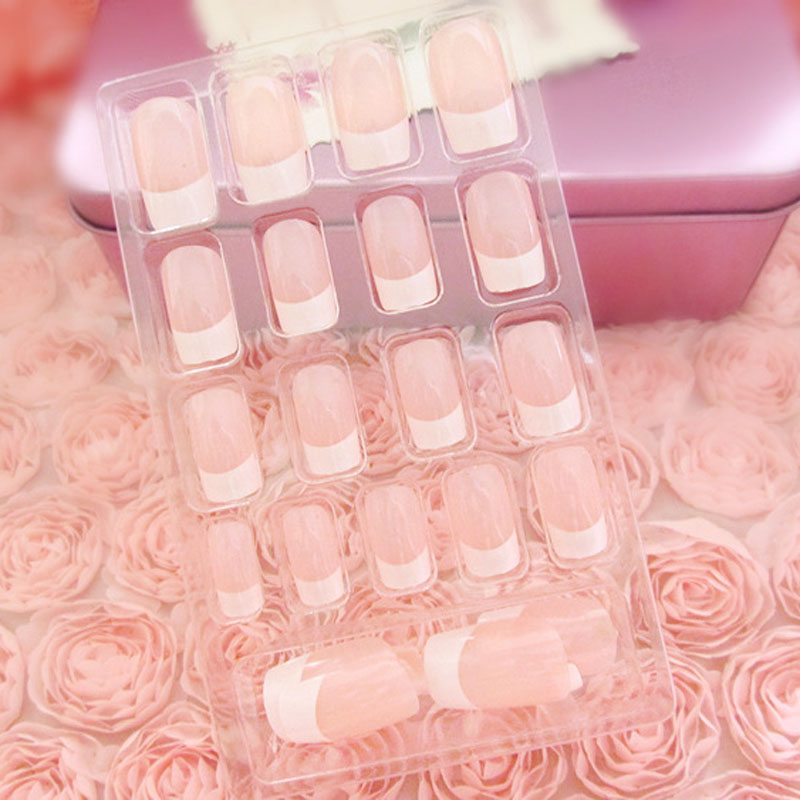 

Newly 24 Pcs/Set French Long False Nails With Glue Wedding Bride Party Ladies Fake Full Nail Tips Mixed Size CLA88, Nude