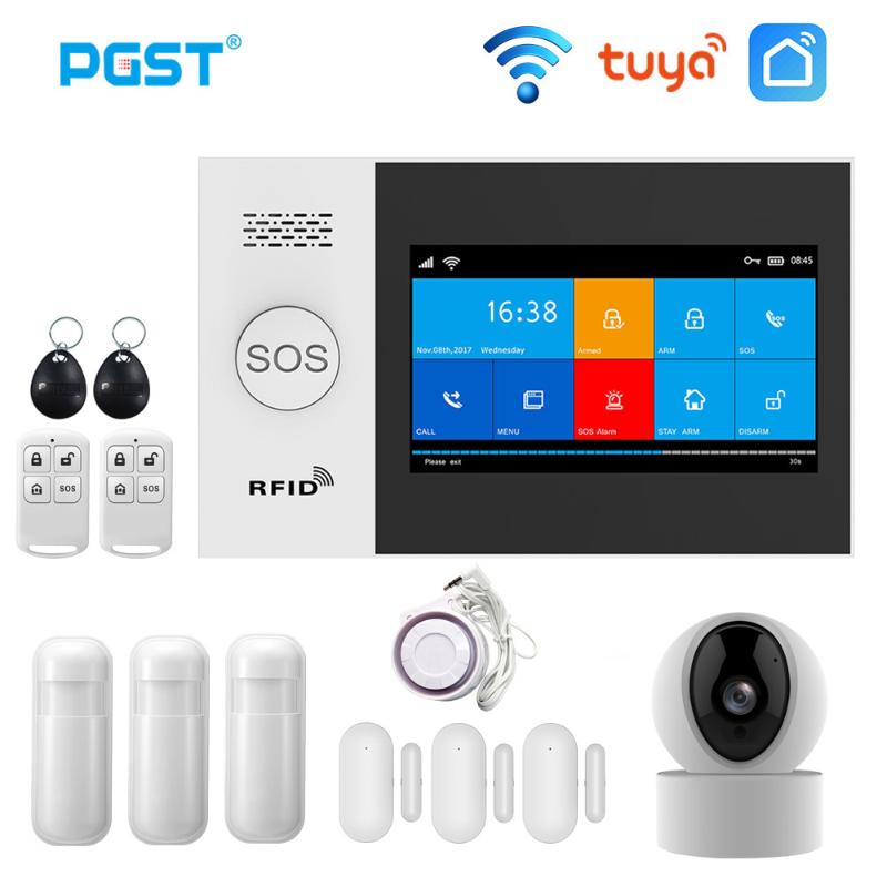 

PGST PG107 Wireless Home WIFI GSM Security Alarm System 433MHz Alarm Kits With Motion Sensor RFID IP Camera Burglar System