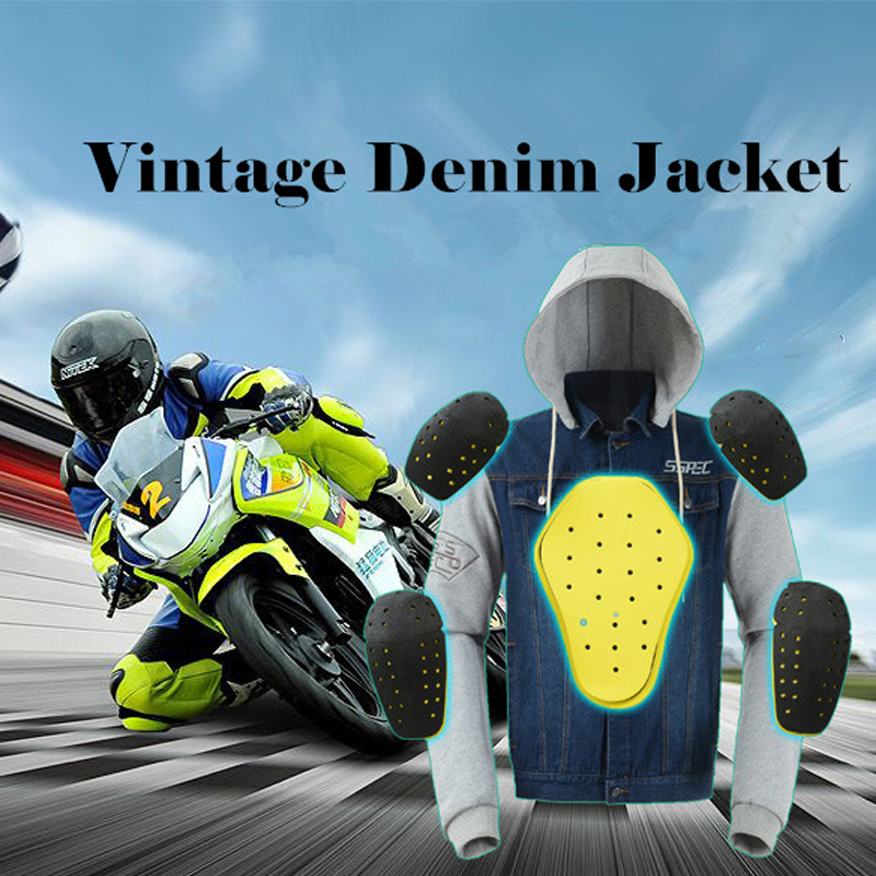 

SSPEC Motorcycle Jacket Spring Summer Men Denim Jacket Windproof Motorbike Jean Jackets Chaquetas Outerwear With Protector Gear