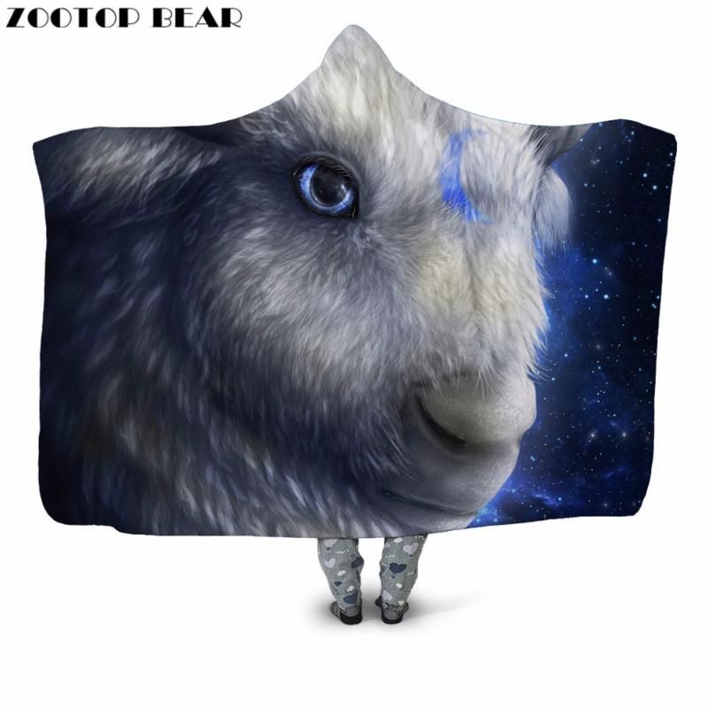 

Galaxy Goat 3D Print Plush Hooded Blanket for Adult Youth Sofa Warm Wearable Sofa Fleece Throw Blanket Home Office Washable New