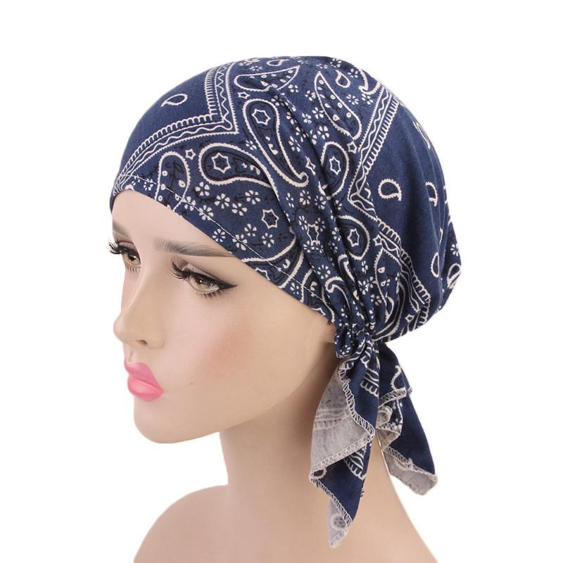 

2020 New Fashion Women Muslim Ruffle Cancer Chemo Hat Beanie Scarf Turban Head Wrap Cap Printed Headwear Lady Hats New #YJ, Black