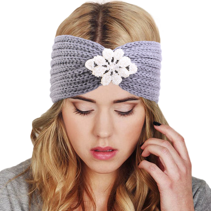 

New Fashion Winter Ear Warmer Knitted Headband for Women Crochet Elastic Jeweled Hair Band Bohemmia Style Girls Headwrap Turban