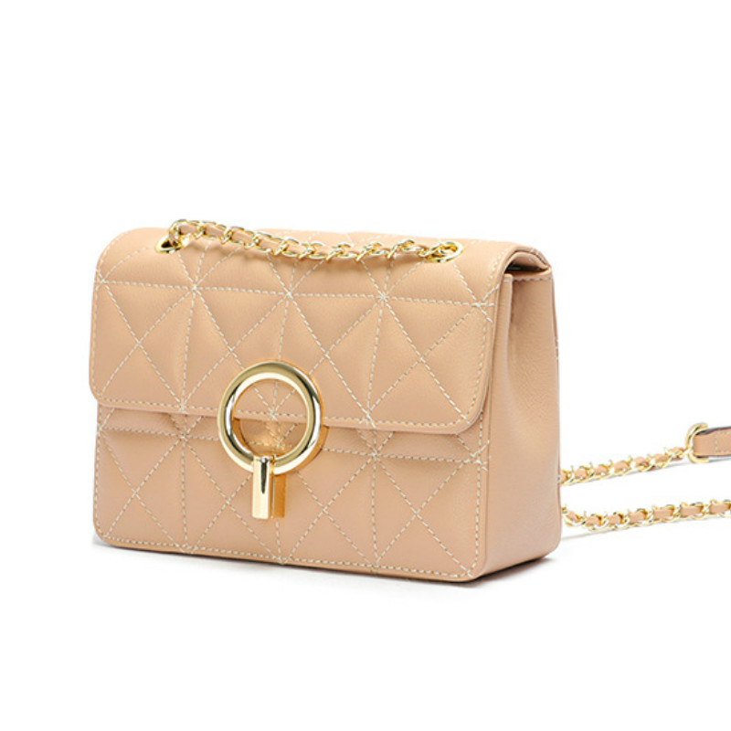 

2020 casual simple diamond women's single shoulder diagonal chain small square bag temperament female bag Genuine Leather, Black