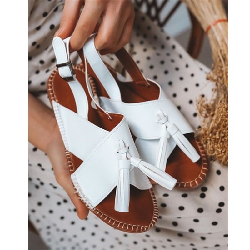 

Summer women slippers Rome Retro casual shoes Thick bottom wedge open toe sandals beach slip on slis female, White