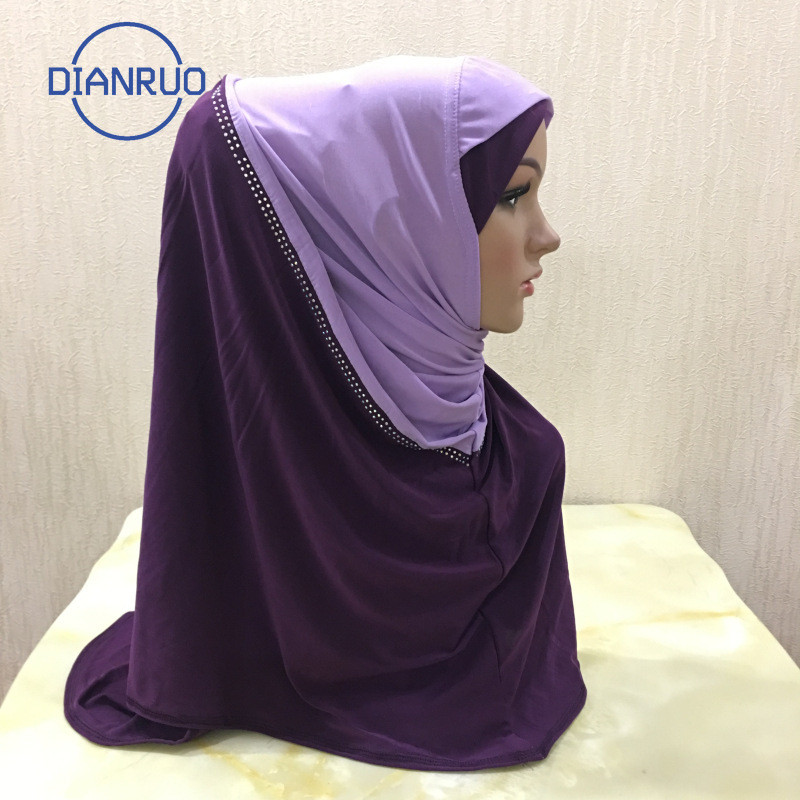 

DIANRUO National Dress Shawl Two Color Crossover Fabric Scarf Arab Hijab Turban Jersey Scarf Hijab Shawl Sunshade N389