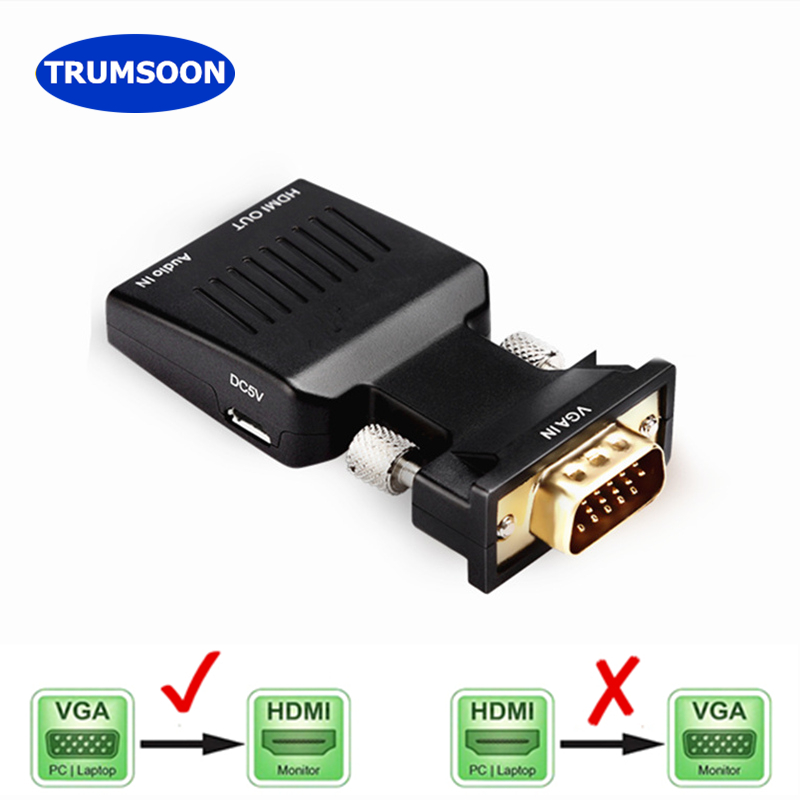 

Trumsoon VGA to Adapter with Audio Power Line VGA2 720/1080P Cables for HDTV PC Monitor Projector Laptops PS4 DVD