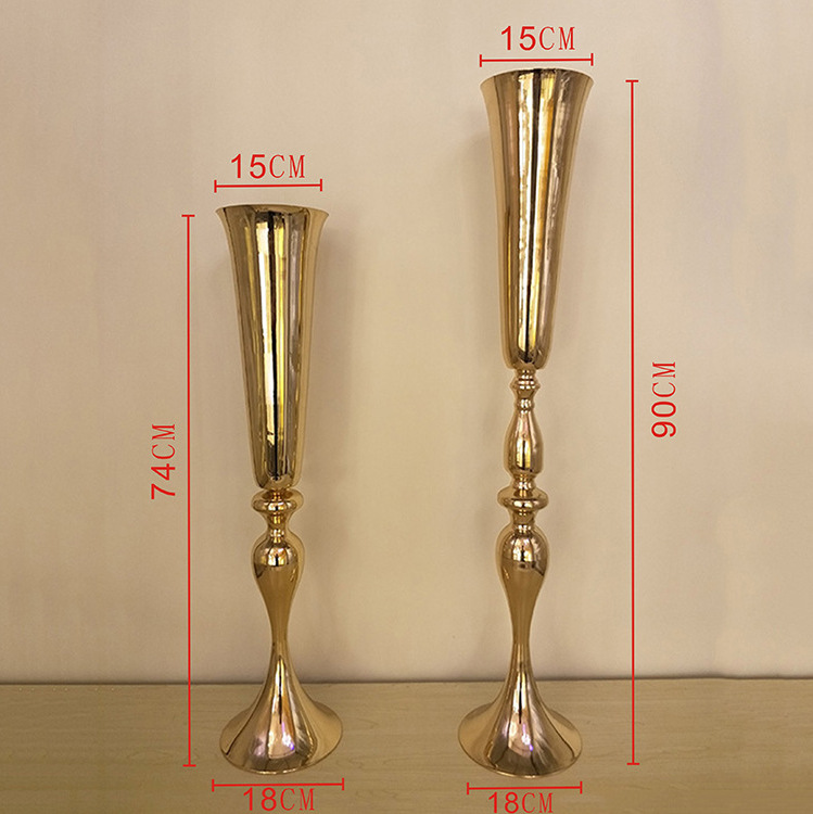 

74cm 88cm height gold/ silver metal candle holder candle stand wedding centerpiece event road lead flower vase 12pcs/lot