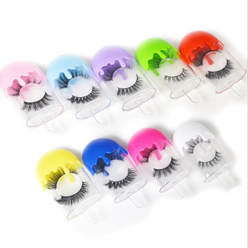 Plastic Portable Fake Eyelash Storage Box Packaging Clear Ice Cream Eyelash Case With Tray Lollipop Candy Color Lash Container-image-573972069