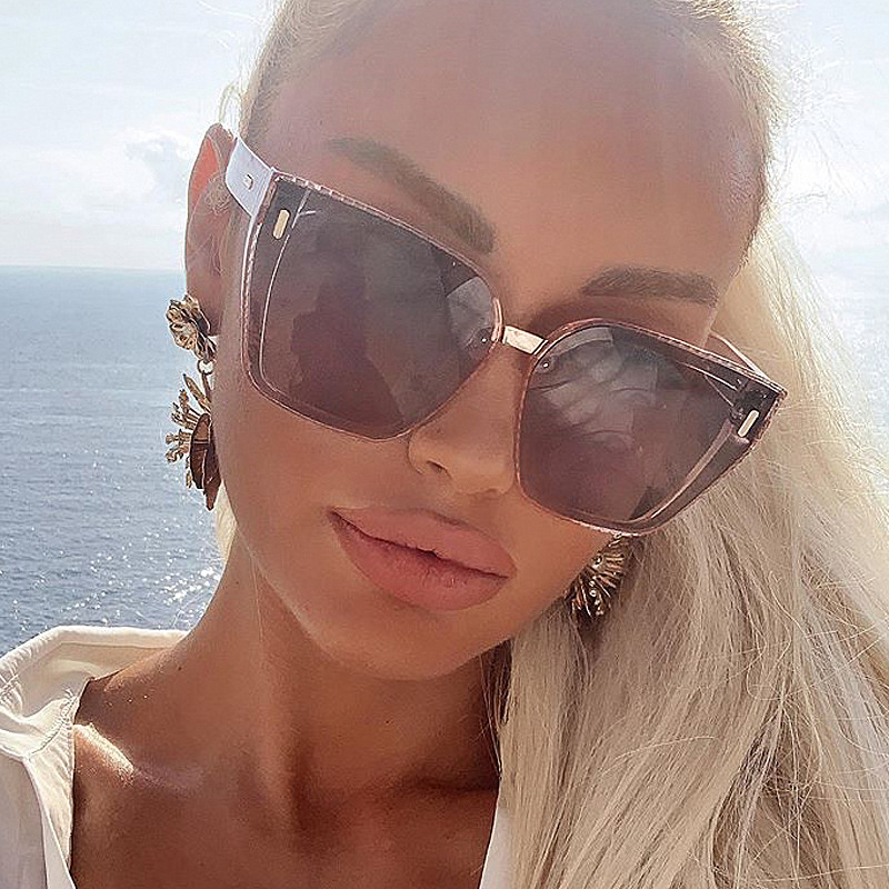 

Polarized square women's sunglasses vintage oversized gradient sun glasses female brown cat eye eyewear big frame