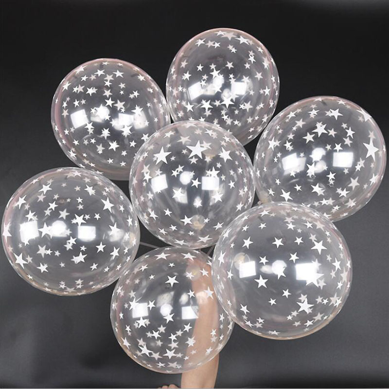 

10pc 12 inch 2.8g Balloons Transparent Ballon Latex Helium Balloon Happy Birthday Clear Stars Thick Ballon Party Decor Supplies