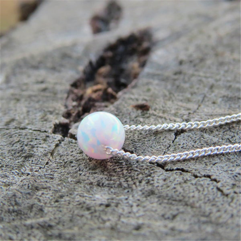 

Simple Opal Stone Pendants Necklaces Fashion Gold Silver Color Chain Choker Necklace Fashion Jewelry Necklace for Women