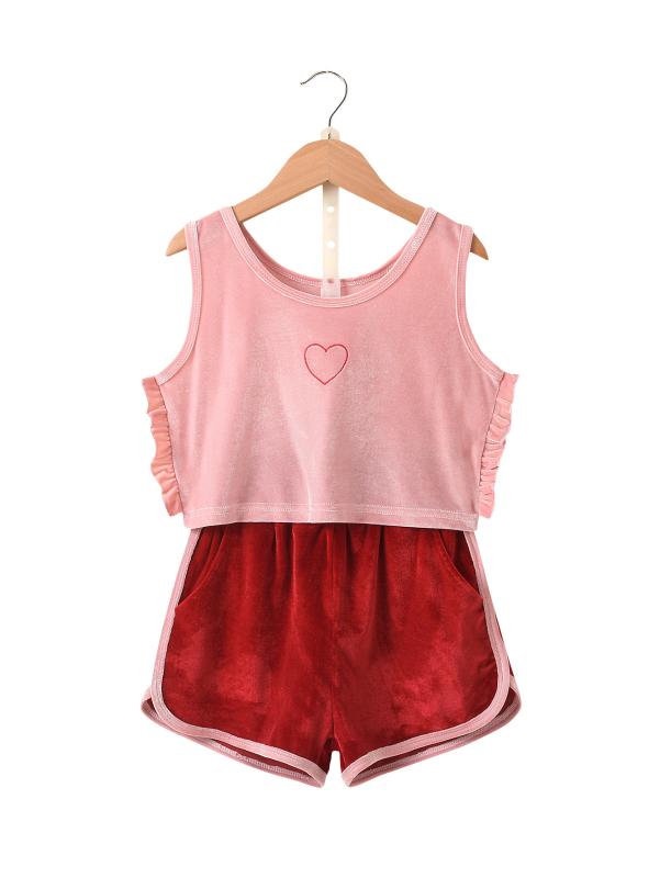 

Fashion Children Suit Summer Toddler Girl Set Pink Vest + Shorts Sets for Kids