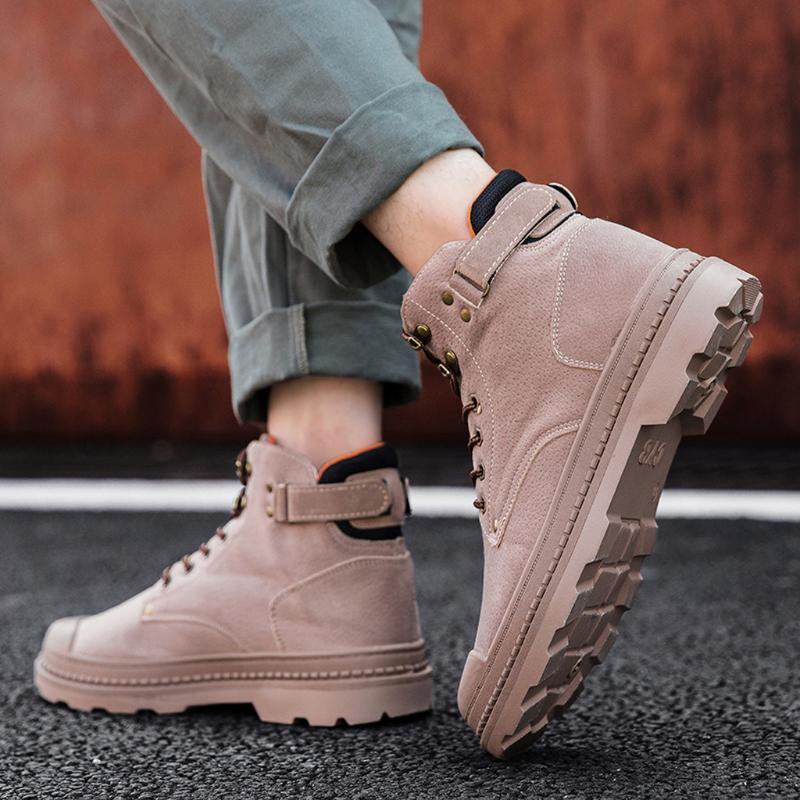 

shoes men boots 2020 genuine PU winter and autumn men's Boots Autumn Winter Men's Outdoor Wear Non-Slip Shoes Retro, Black