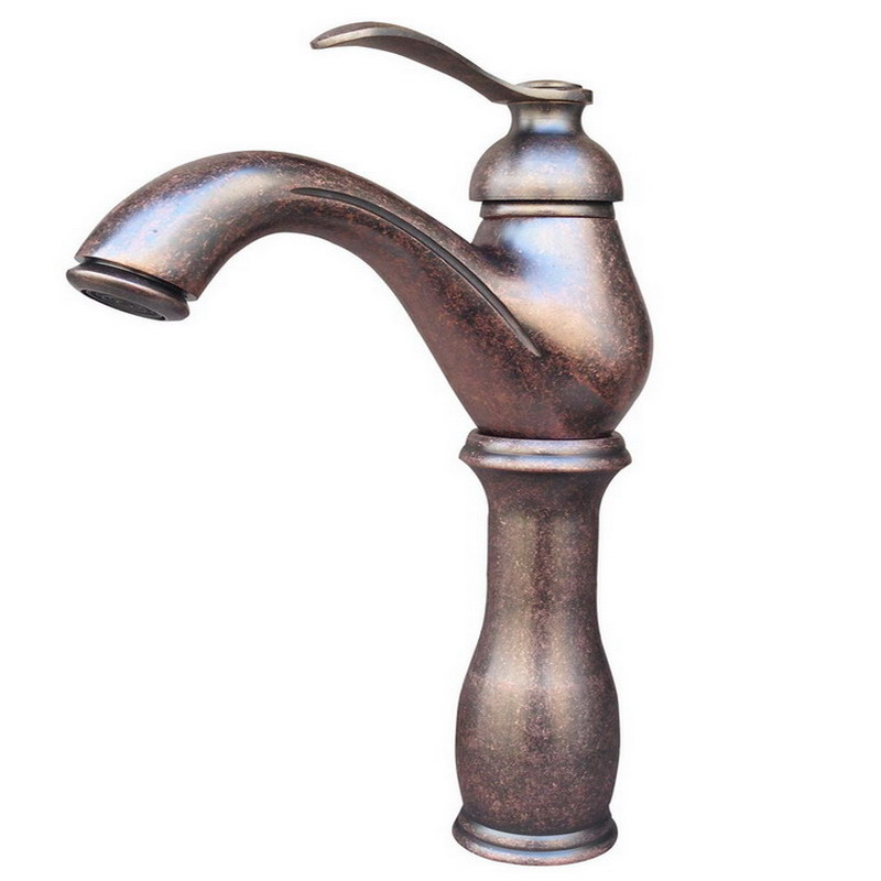 

Rome Red Vintage Retro Antique Copper Single Handle Bathroom Faucet Sink Basin Cold / Hot Mixer Tap ann005