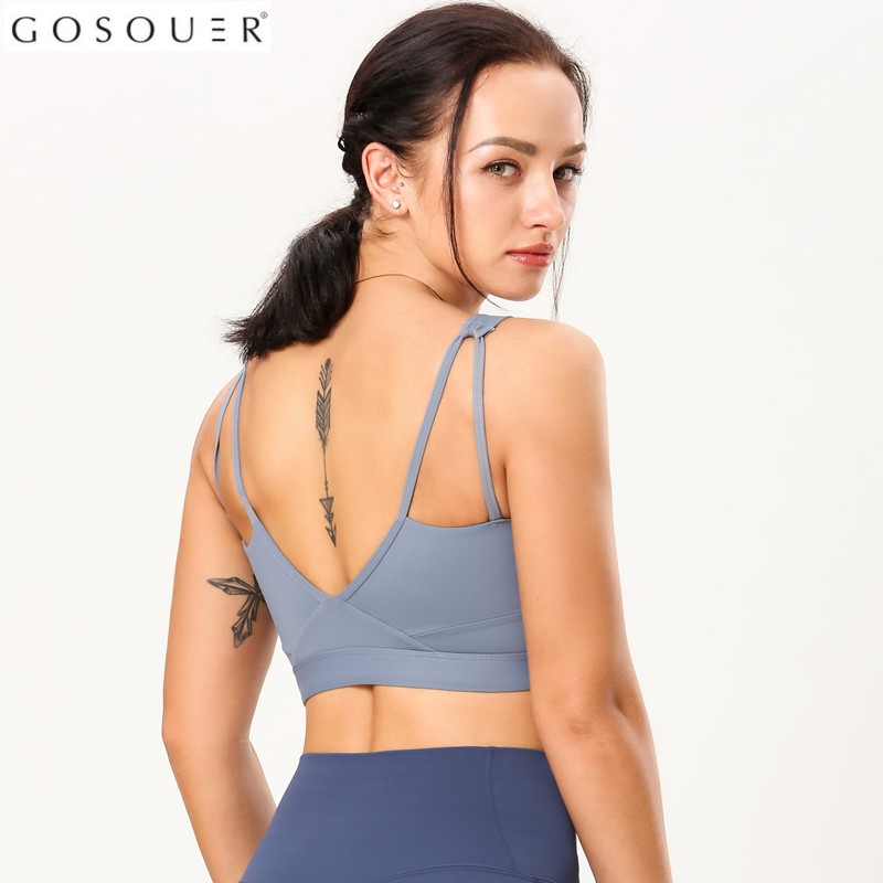

GOSOURER Gym Bra Vest Yoga Fitness Crop Top New Sports Running Bra Cropped Sleeveless Women Vest Malga Larga Fitness Anti-Sweat, Red