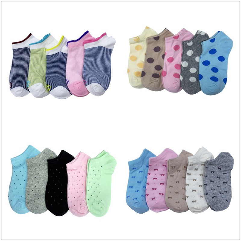 

1 Set 4/5 Pairs Women Boat Socks Low Cut No Show Socks Women Cotton Kawaii Slippers Dropshipping Wholesale, Set 6