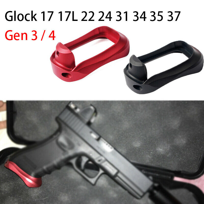 

HQ Magorui Tactical Base Pad Aluminum Magwell Grip PRO PLUS For Pistol Hand gun Glo ck Gen 3-4 G17 G22 G24 G31 G34 G37 Black Red