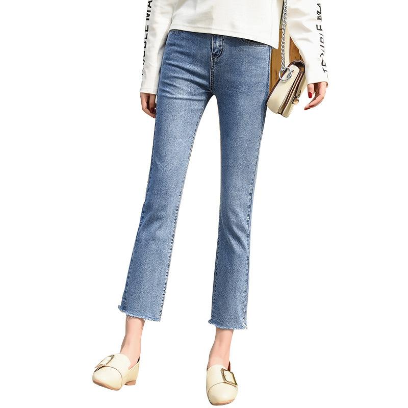 

Women Jeans 2020 Spring Summer Boyfriend Fashion Classic Casual High Waist Ankle Length Demin Straight Pant Plus Size, Sky blue