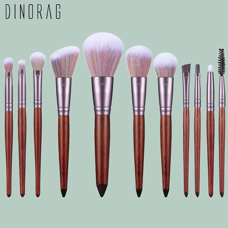 

Dinorag 11pcs Wooden Handle Makeup Brush Makeup Brushes Set Foundation Powder Blush Eyeshadow Lip Eye Make Up Brush Beauty Tools