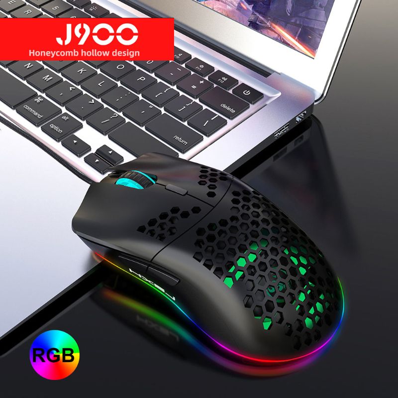 

6400DPI 6 Buttons USB Wired Honeycomb Hollow Mouse Hollow-out RGB Gaming Mice Y3ND