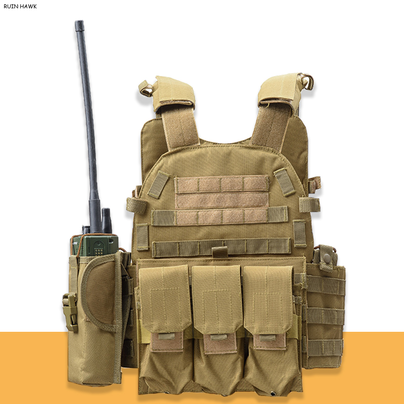 

6094 Tactical Body Armor Carrier Vest Outdoor Combat Army Vest CS Wargame Training Hunting Equipment, Black