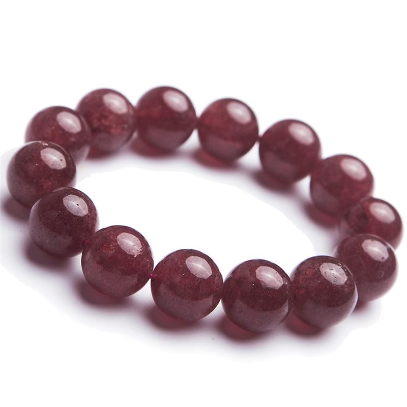 

Drop Shipping Genuine Red Natural Strawberry Quartz Bracelets Women Female Big Powerful Stretch Crystal Round Bead Bracelet